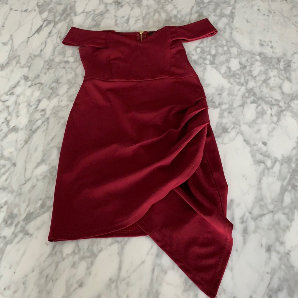 Akira Off the Shoulder Asymmetrical Cocktail Dress